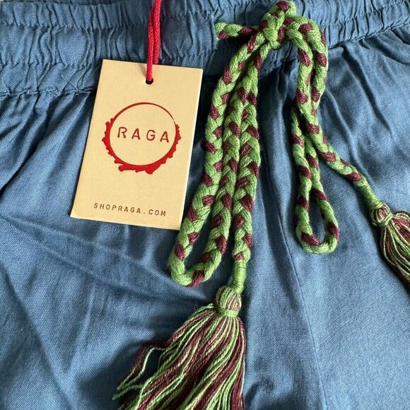 Raga Anthropologie Shorts Embroidered‎ Pull On Blue Boho Size S NEW - Picture 6 of 11